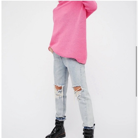 NWT Free People Ottoman Oversized Slouchy Ribbed Knit Raspberry Rose Pink Small - Picture 6 of 16